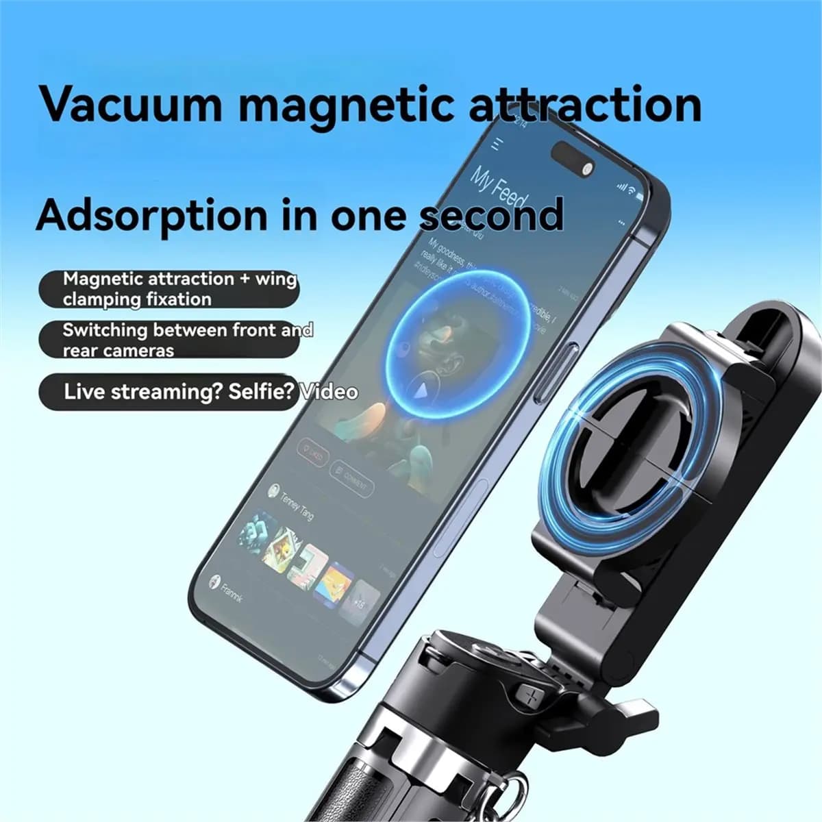 Mini smartphone treppiede selfie stick per cellulari impugnatura magnetica mini maniglia staffa supporto per trasmissione in diretta Vlog
