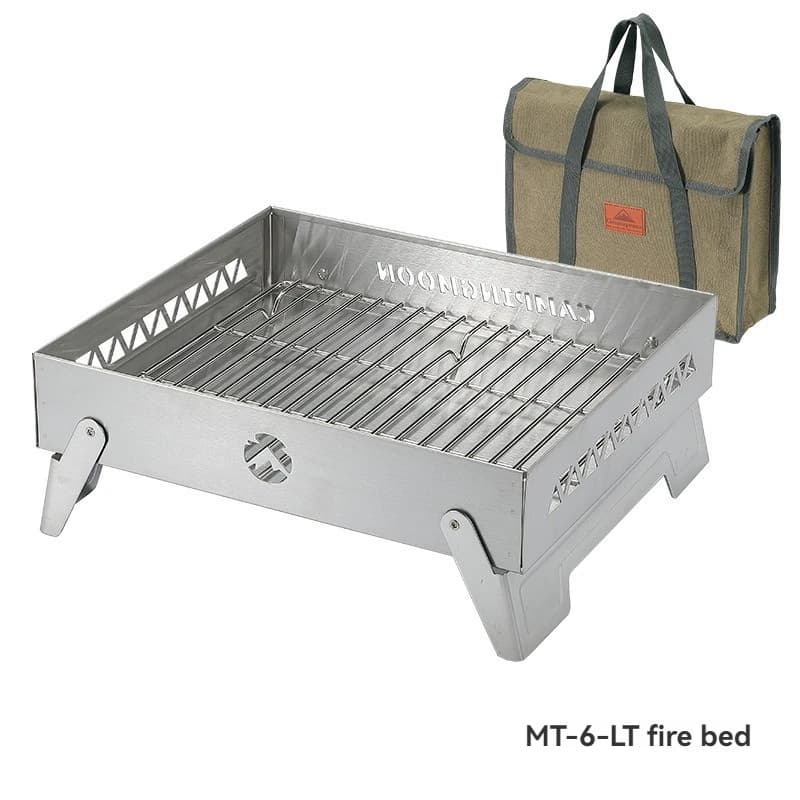 CAMPINGMOON New MT-6- LT Table Portable Stainless Steel Folding Table for Barbecue and Heating