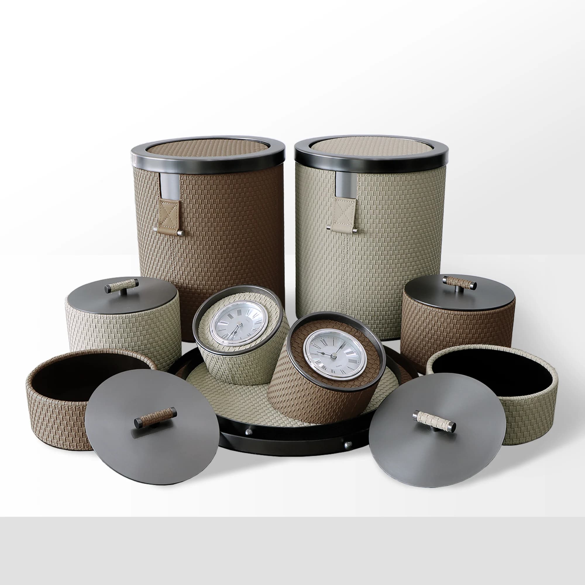 Scatola portaoggetti da scrivania in pelle di lusso, contenitore per gioielli per hotel e ristoranti, accessorio decorativo morbido, cestino per rifiuti