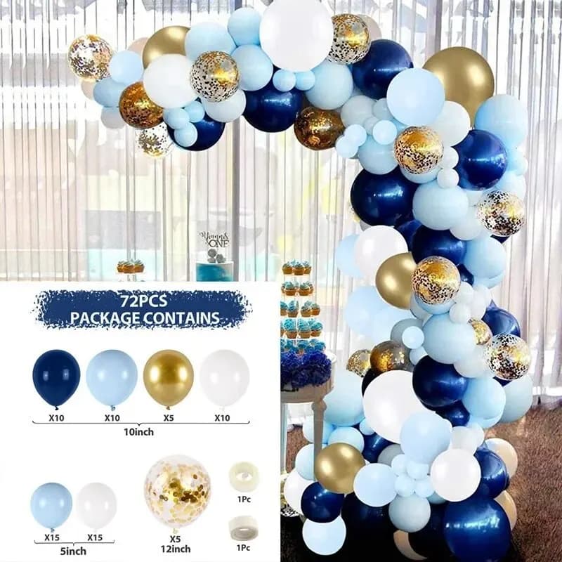72 pezzi di palloncini blu ghirlanda arco benvenuto baby shower San Valentino festa di compleanno decorazioni di nozze