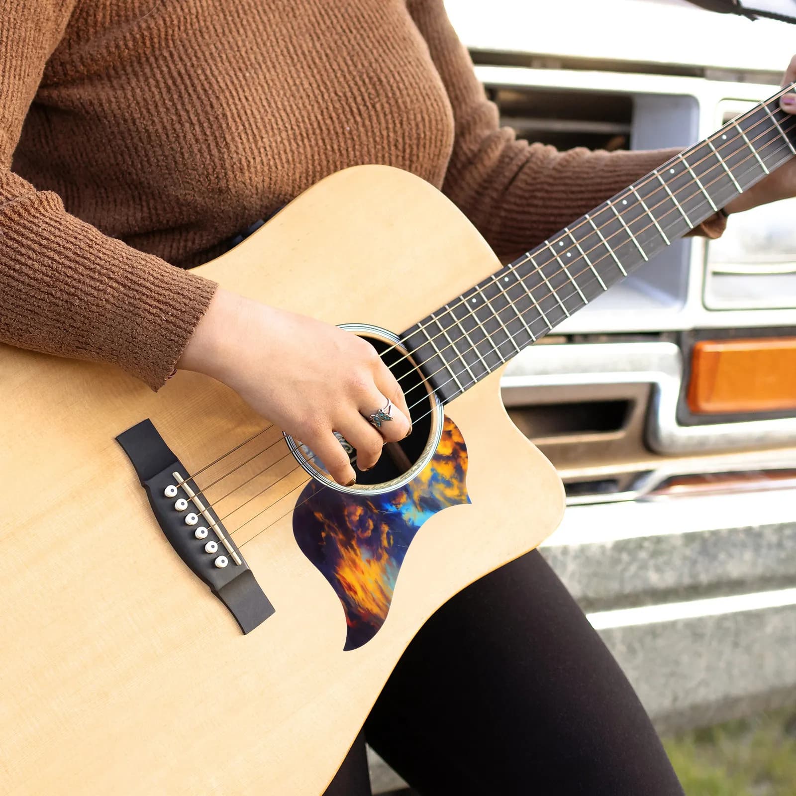 Guitar Pickguard adhesive Folk Guitar Accessories Pvc Pickguard PVC Plastic Pick Guard Protect Decoration Durable
