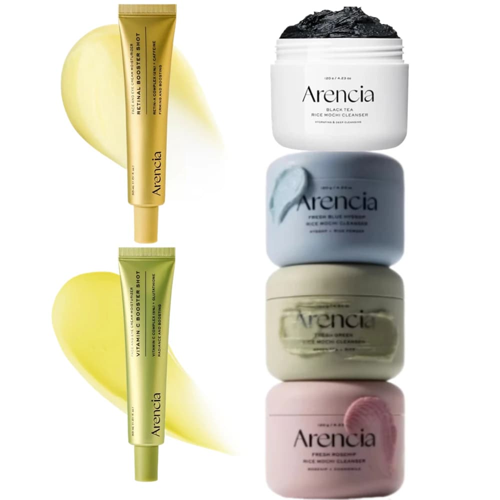 Arencia Vitamin C Retinal Booster Shot Eye Cream Fresh Rice Mochi Cleanser Face Day And Night Moisturizer Improve Dark Circles