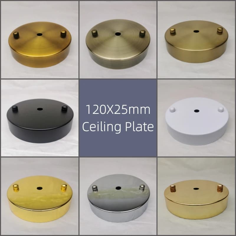 Piastra da soffitto 120mm Supporto per applique da parete Accessori per luci fai-da-te Base per lampada Lampada a sospensione vintage Base per disco Nero Bianco Argento Oro Ottone
