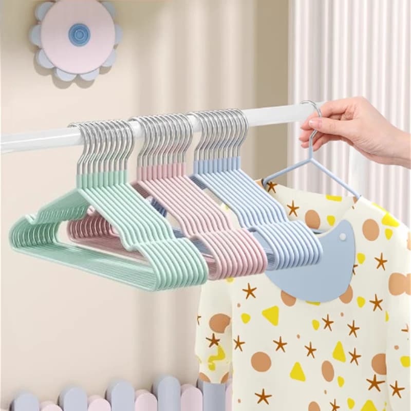 10 pieces 30 cm seamless non-slip baby clothes rack, suitable for hanging clothes, outerwear, pants and socks for children