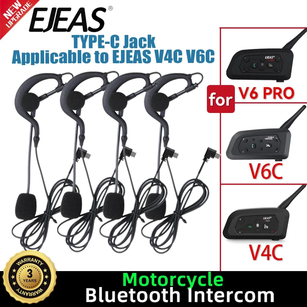 1/2/4 pcs C type interface original earphones for ear arbitrator suspended intercom for football ear arbitrator for EJEAS V6C PRO/V4C