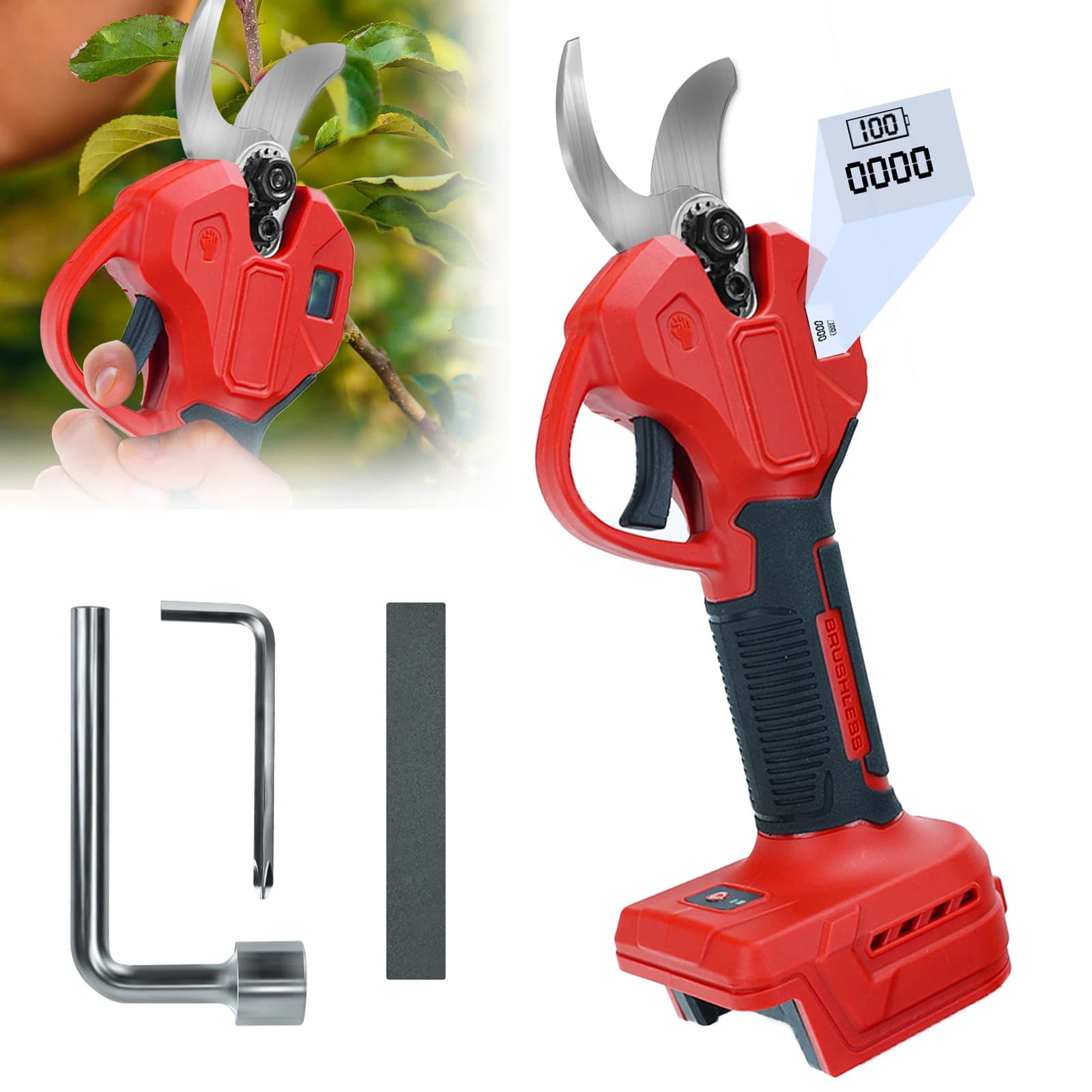 Electric pruning shears 30 mm 600 W brushless for Milwaukee 18 V battery garden pot (no battery)