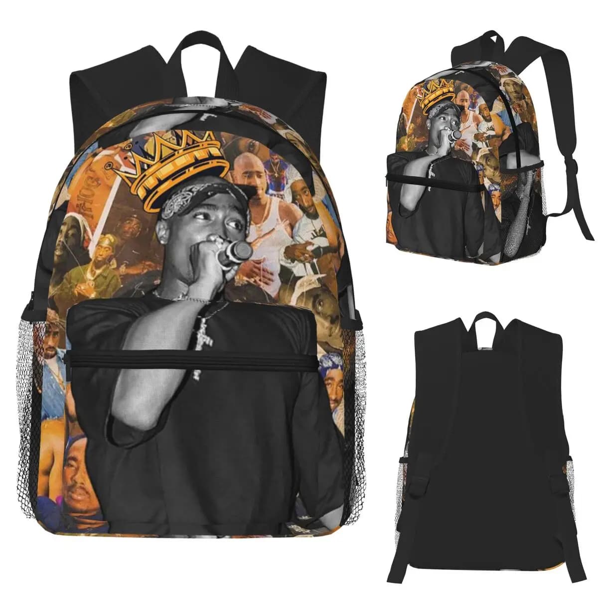 Rapper Tupac 2PAC Zaino per studenti Hip Hop Borsa da scuola Zaino da viaggio per escursionismo per borse a tracolla per libri alla moda per ragazzi e ragazze