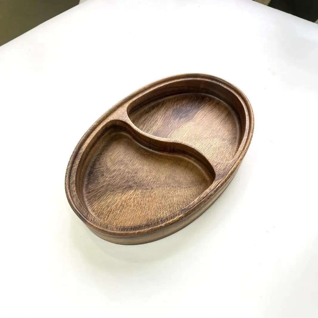 Piatto per Frutta in Legno di Noce Intero, Ciotola per Insalata in Legno Massiccio, Piatto in Legno per Snack e Frutta Secca
