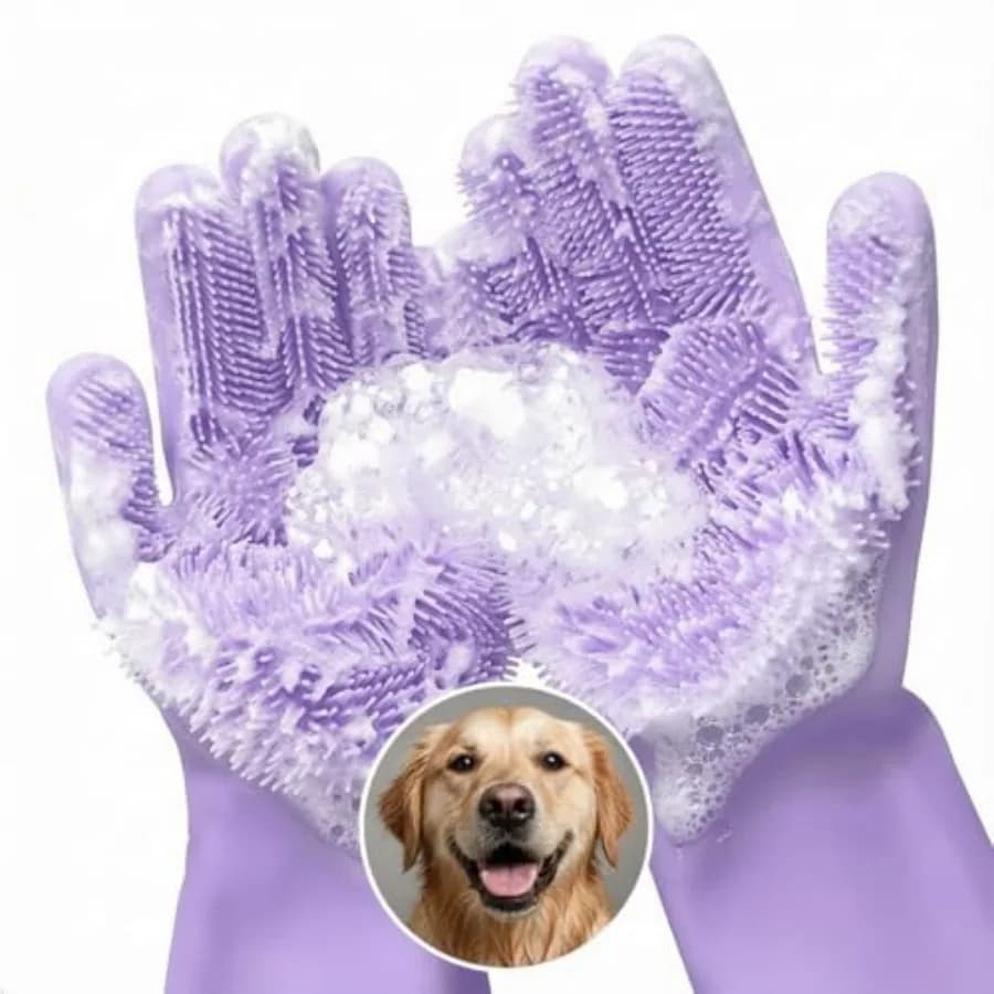 Guanti Shampoo per Cani e Gatti con 3000 Setole Morbide, Guanti 2-in-1 per Massaggio e Toelettatura, per Pulizia a Secco o Bagnato