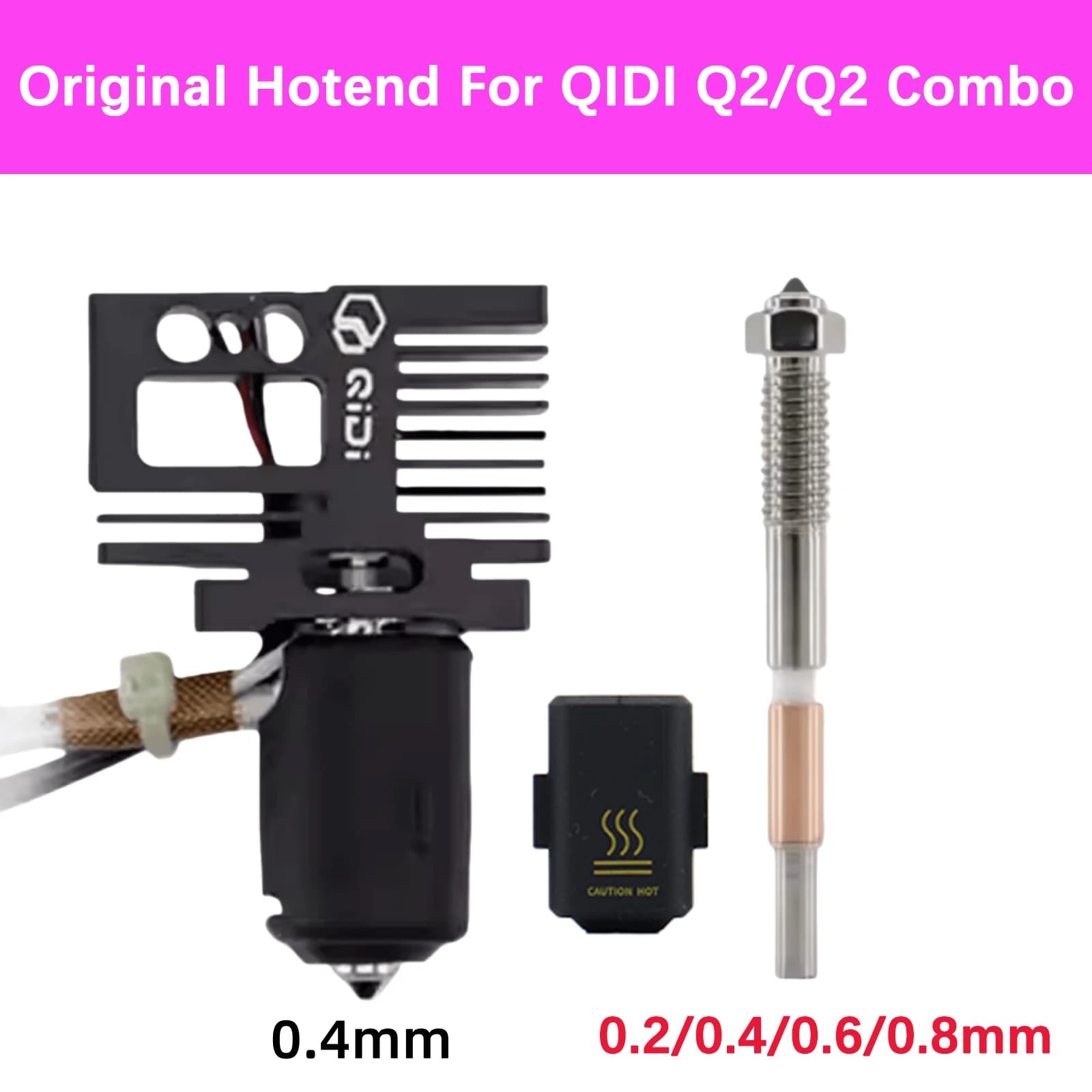 Hotend originale per stampante 3D QIDI Q2 Q2 Combo ugelli bimetallici di ricambio rapido 0.2/0.4/0.6/0.8mm per parti Hotend QIDI Q2