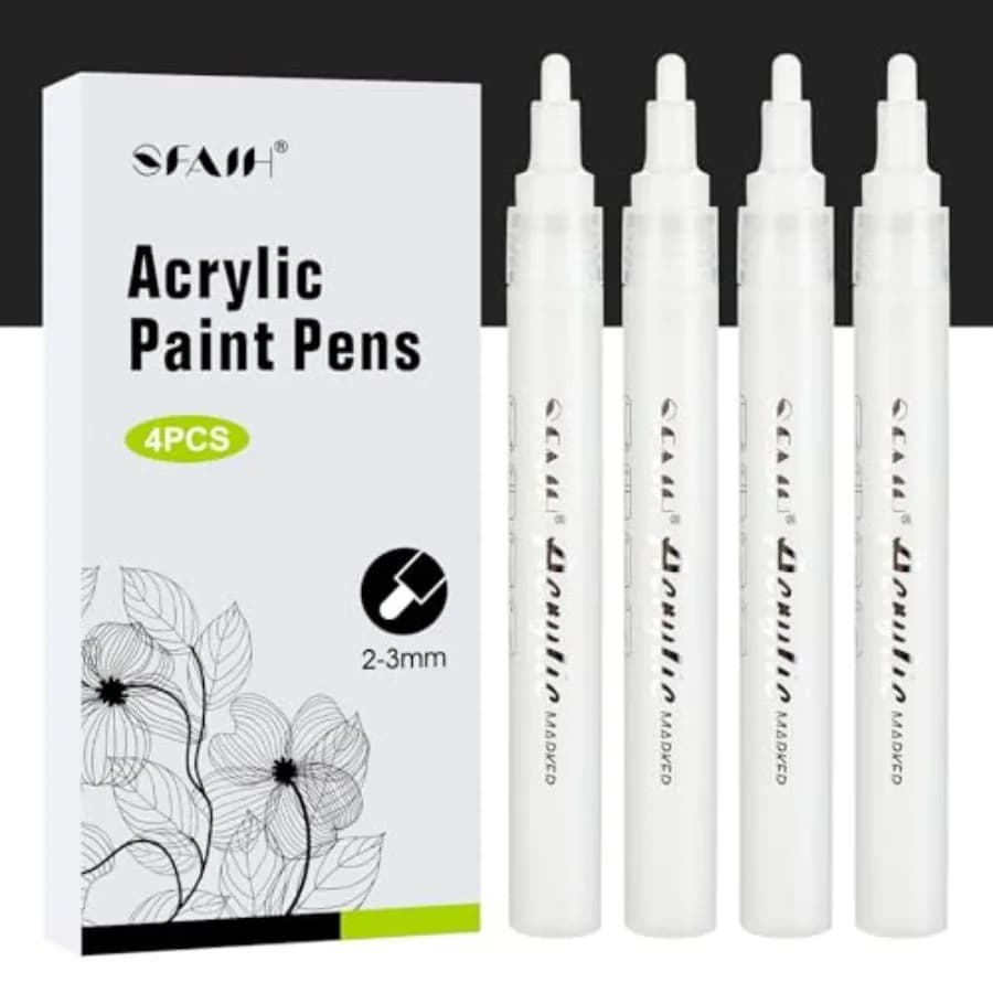 Paint Markers Pens - 4 Pack 2-3MM Medium Tip Acrylic out Markers for Rock Painting, Wood, Metal, Fabric, Plastic, Canvas, Glass