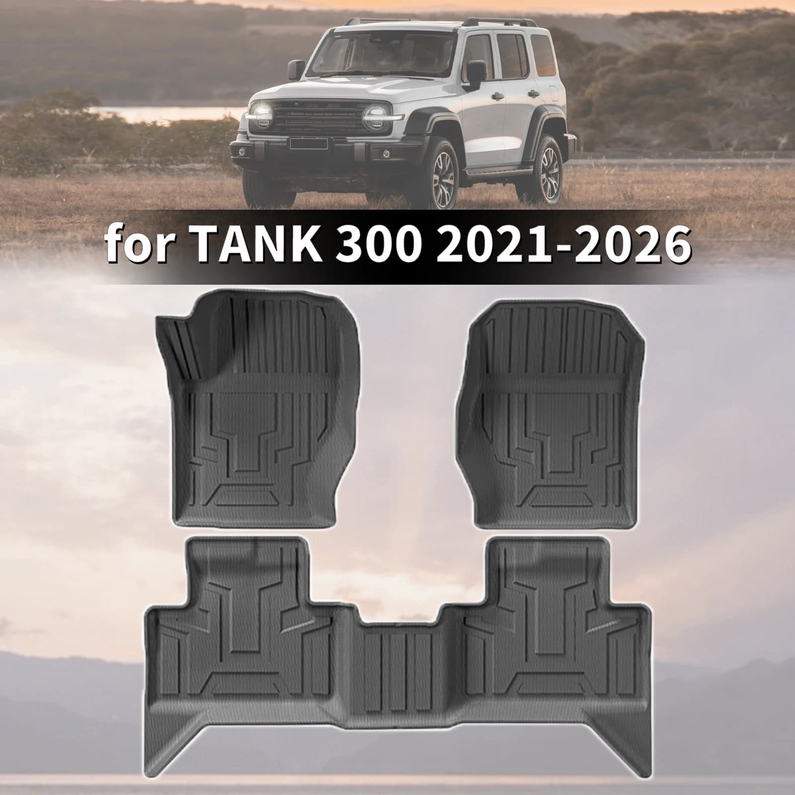 for GWM WEY TANK 300 2021 2022 2023 2024 2025 2026 LHD RHD High Elastic TPE Car Floor & Trunk Mats, Wear Resistant, Easy Clean