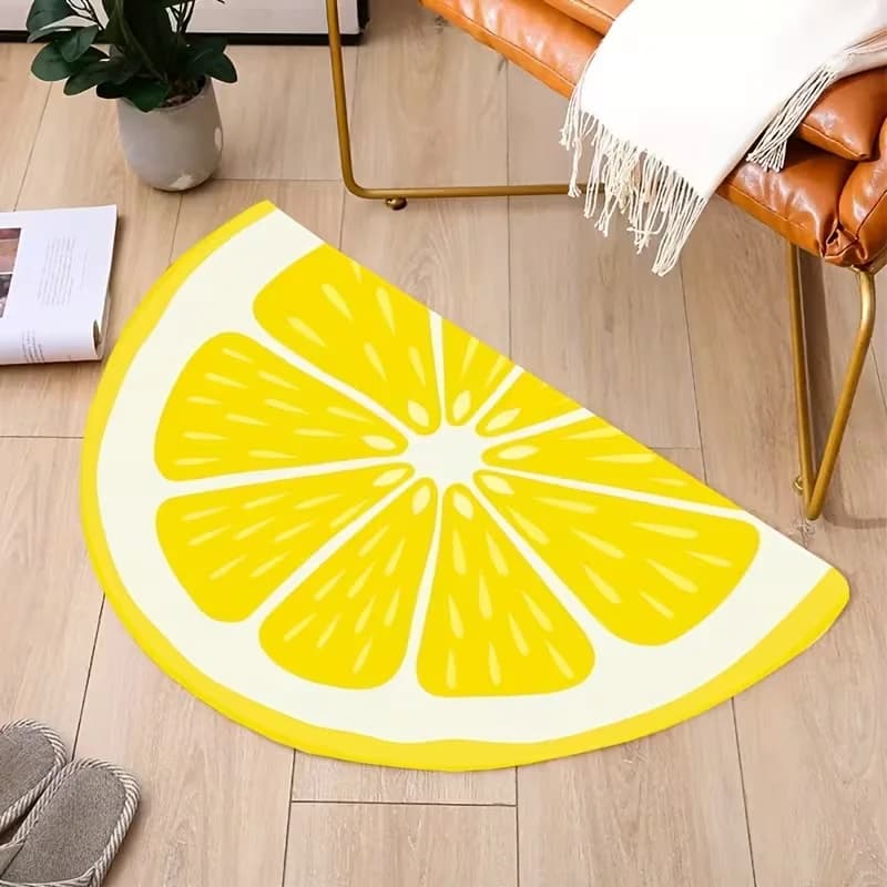 Tappeto con motivo a frutta e limoni, tappeto semicircolare, tappetino per porta, tappeto per camera da letto, soggiorno, decorazione per la casa
