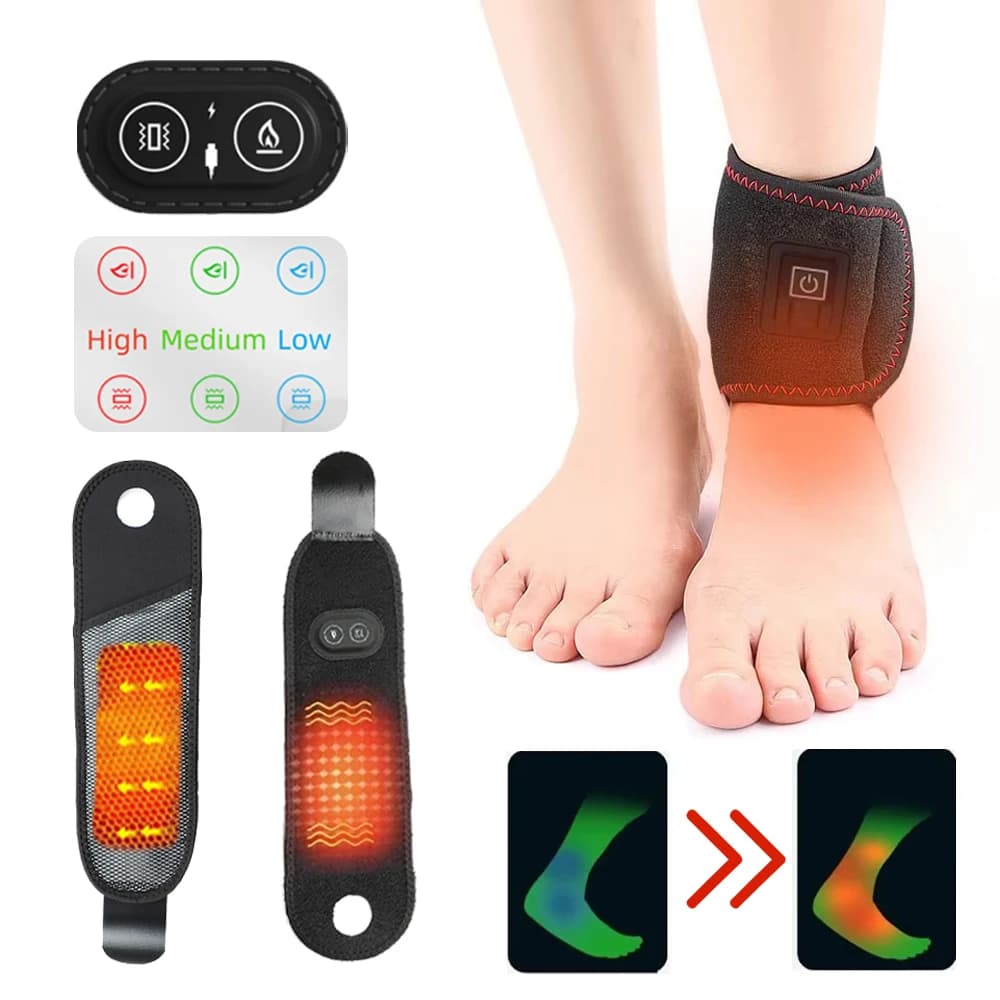 Cintura per caviglia con riscaldamento elettrico regolabile Supporto per massaggiatore per caviglia Supporto per uomo e donna Forte tutore per caviglia Protezione sportiva Allenamento per caviglia e gamba