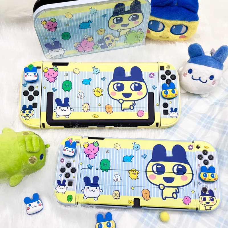 Kawaii Cartoon Tamagotchi Protective Case for Nintendo Switch 2 Shockproof Soft Shell Joystick Caps for PS5 PS4 Xbox Switch Pro
