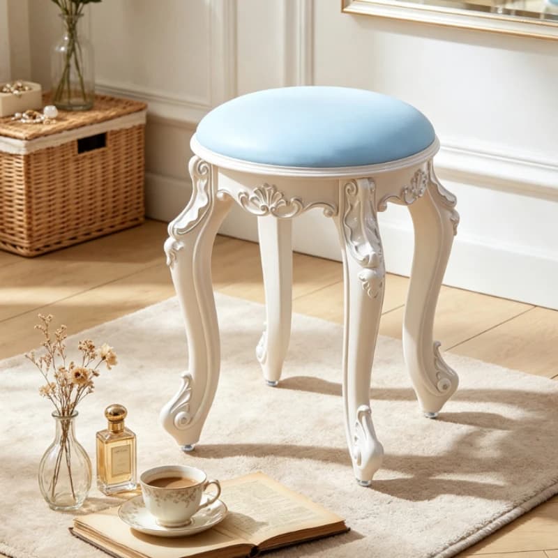 Upholstered Makeup Chair & Dressing Stool American Style GuZheng Bench Multi-Purpose Seat with Cushion for Bedroom & Music