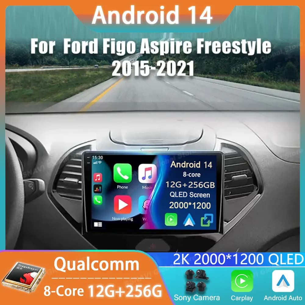 Autoradio Android 14 Per Ford FIGO KA 2015 2016 2017 2018 Stereo Auto DSP Navigazione GPS BT 2din Audio Carplay Lettore Multimediale