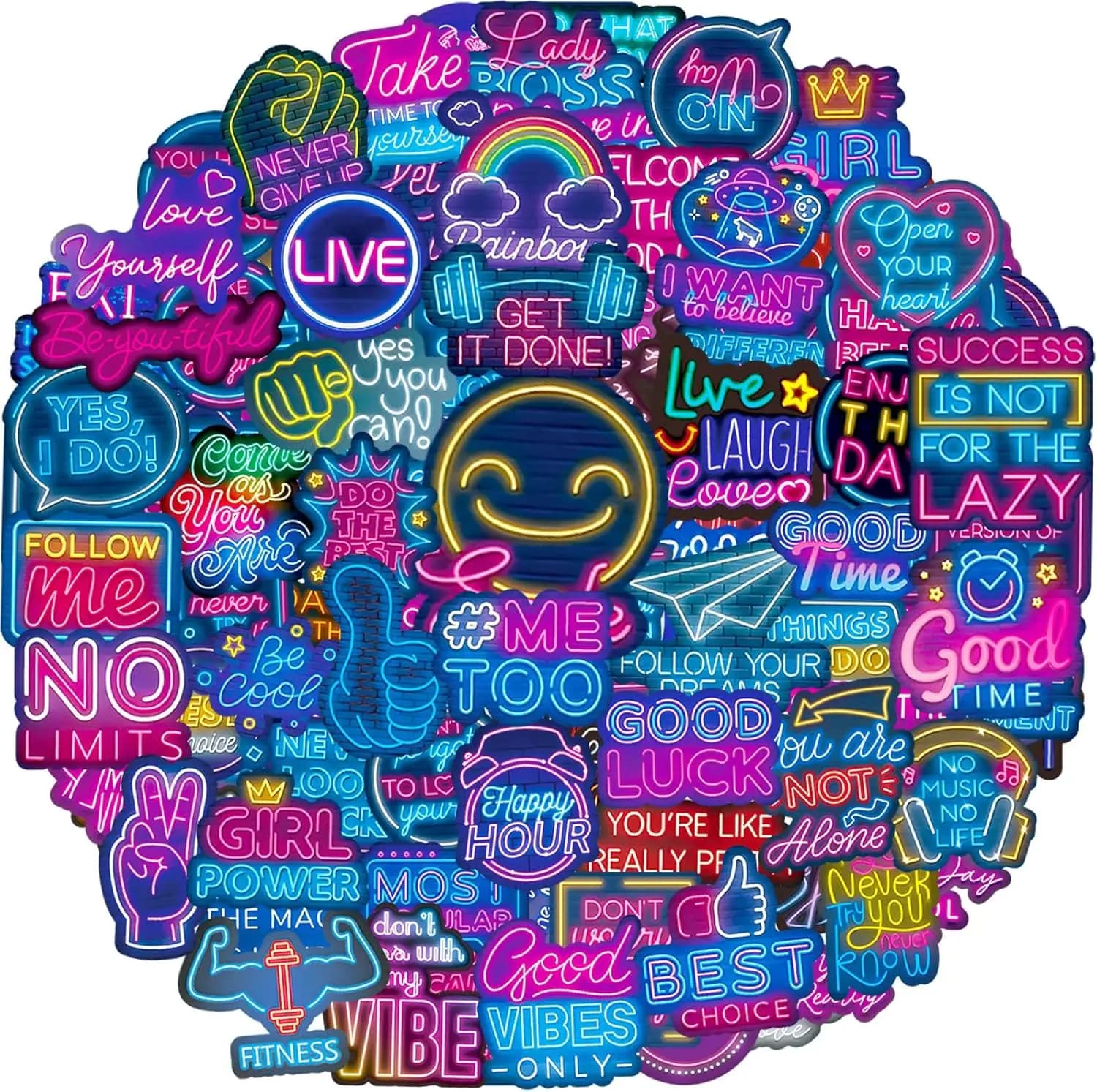 100 Adesivi Motivazionali al Neon per Bottiglie d'Acqua, Laptop, Scrapbook, Citazioni Positive in Vinile per Aula