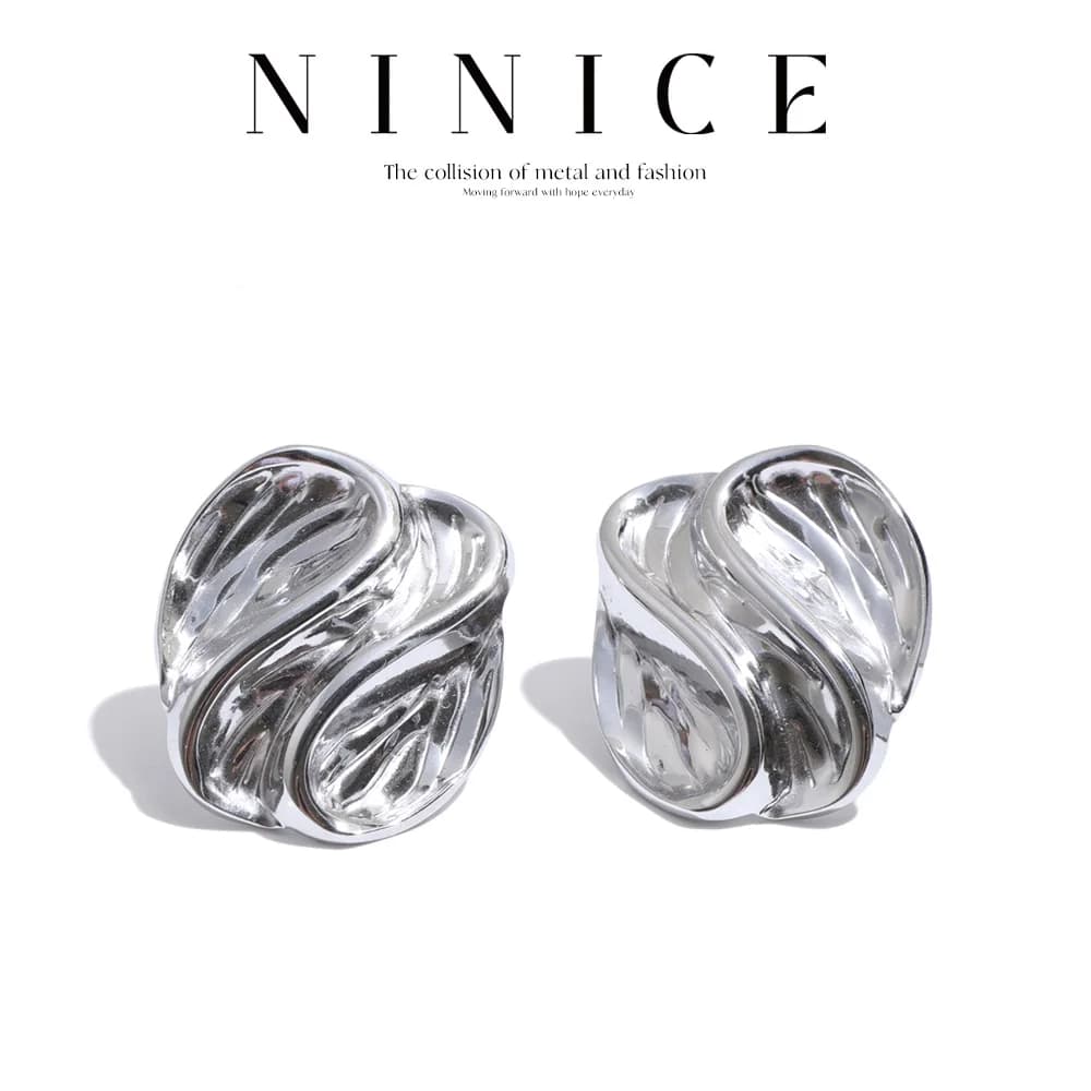NiNice Stainless Steel Stud Earrings Hypoallergenic Metal Distinctive Daily Charming Modern Jewelry Accessories