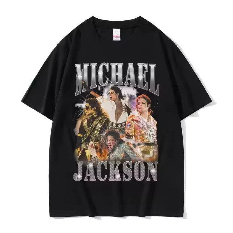 Michael Jackson Short Sleeve T-shirt Men Print Retro High Street American Loose Half Sleeve Pure Cotton Men and Women Kids