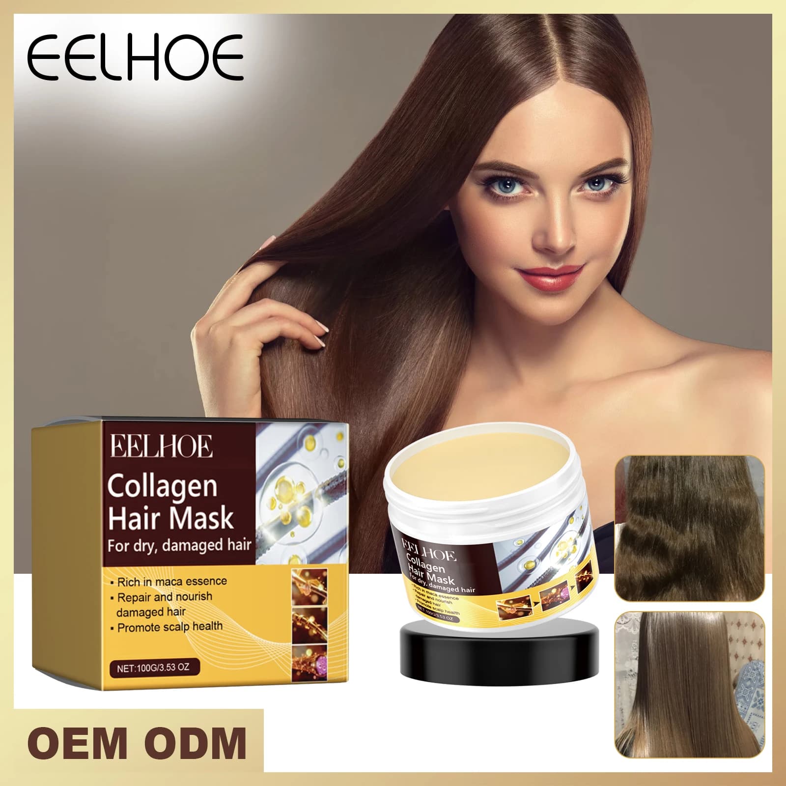 Maschera per capelli balsamo profondo Trattamenti per l'idratazione dei capelli al collagene per capelli danneggiati Crema idratante Riparazione Maschera rinforzante per capelli 100g