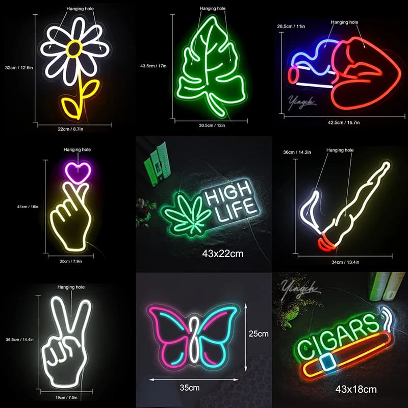 Fumo Sigari Insegna al neon Fiore personalizzato Labbra Luci al neon Decorazione della stanza Logo aziendale Parete Bar Negozio Festa Ristorante Regalo USB