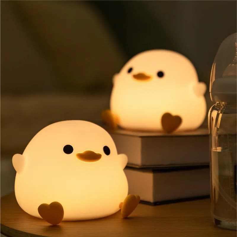 Luce notturna a LED Simpatico anatra Animali dei cartoni animati Lampada in silicone per bambini Sensore tattile per bambini Temporizzazione USB ricaricabile per regali di compleanno