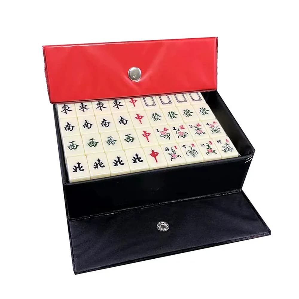 Set Tradizionale di Mahjong Cinese Portatile da Viaggio con 144 Tessere in Acrilico e Valigetta per il Tempo Libero in Famiglia