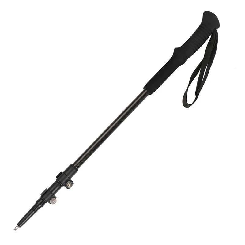 3K Carbon Fiber Climbing Stick 3 Section Telescopic Trekking Stick Support for Ultralight Mountaineering Balance with Eva Handle