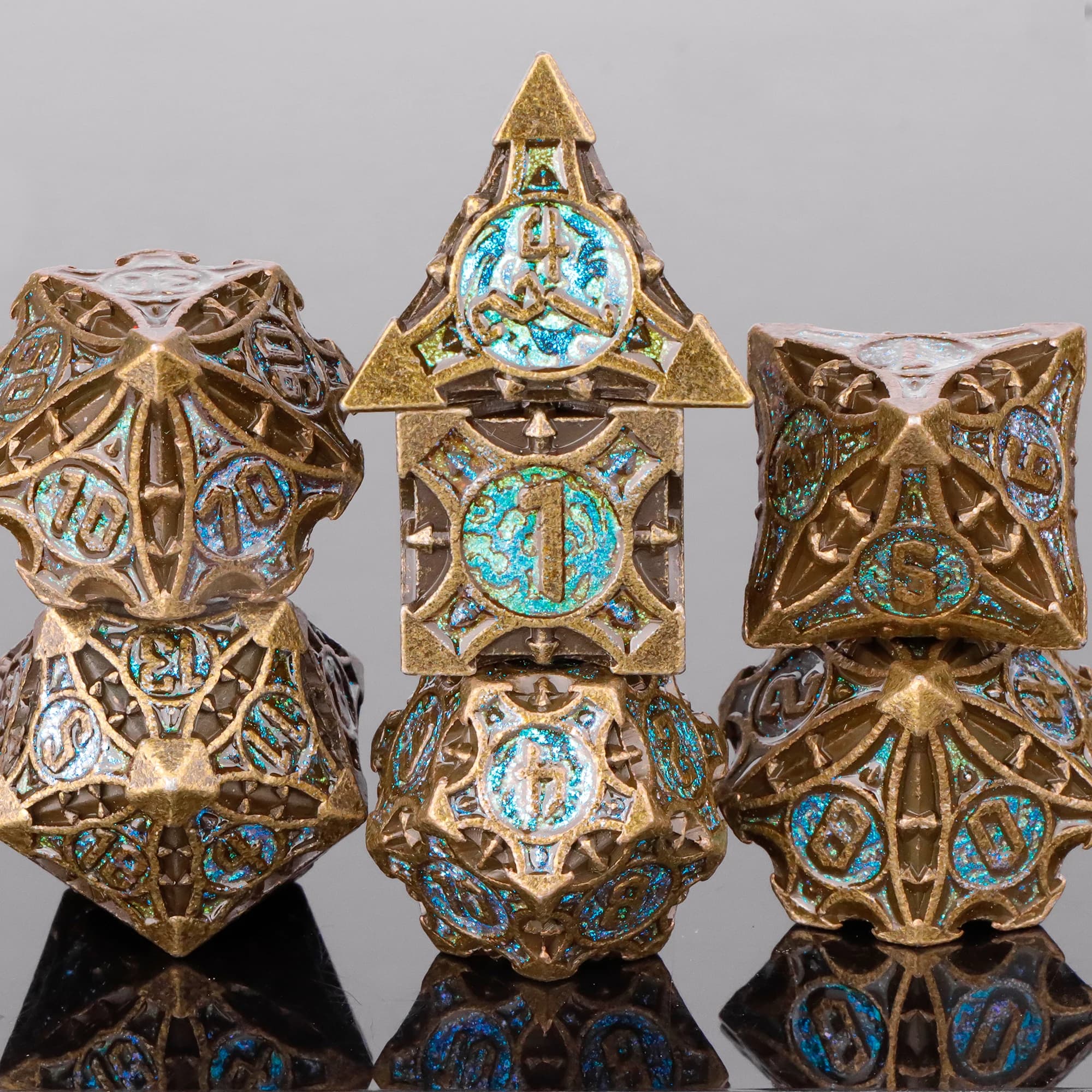 DnD Set di dadi in metallo Dadi blu per Dungeons and Dragons Set di dadi poliedrici D e D per giochi di ruolo D&D Dice