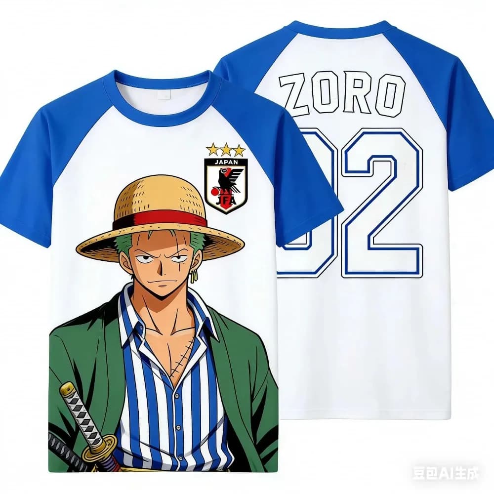 Maglia da Calcio One Piece Luffy Giappone 26, T-shirt Speciale per Bambini e Adulti, Uomo e Donna, Asciugatura Rapida