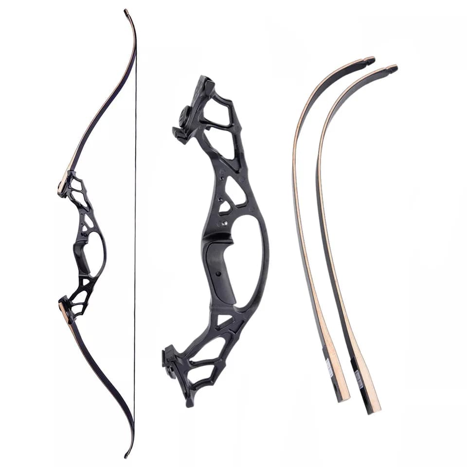 62 "30-60 libbre Tiro con l'arco Arco in alluminio Riser Takedown Arco ricurvo Tiro al bersaglio da caccia