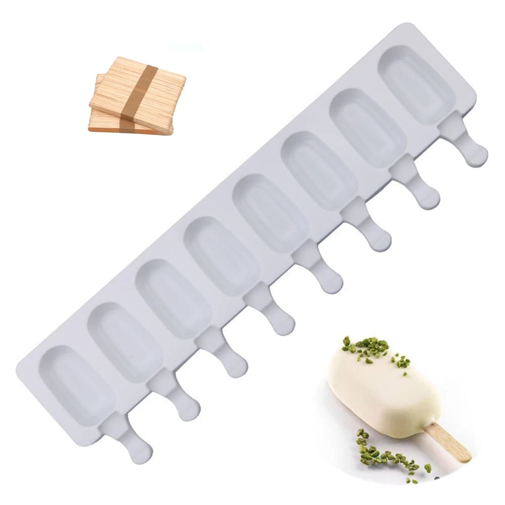 Stampo per gelato in silicone a 8 fori Stampo in silicone Magnum Succo di frutta fai da te Creatore di cubetti di ghiaccio Vassoio di ghiaccio Stampo per ghiaccioli Accessorio per cottura