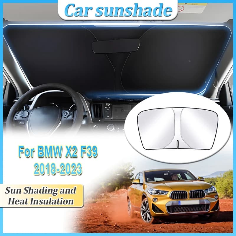 Anti-UV Per BMW X2 F39 2018 2019 ~ 2023 Auto Protezione Solare Anello In Acciaio Parabrezza Anteriore Parasole Auto isolamento termico Accessori