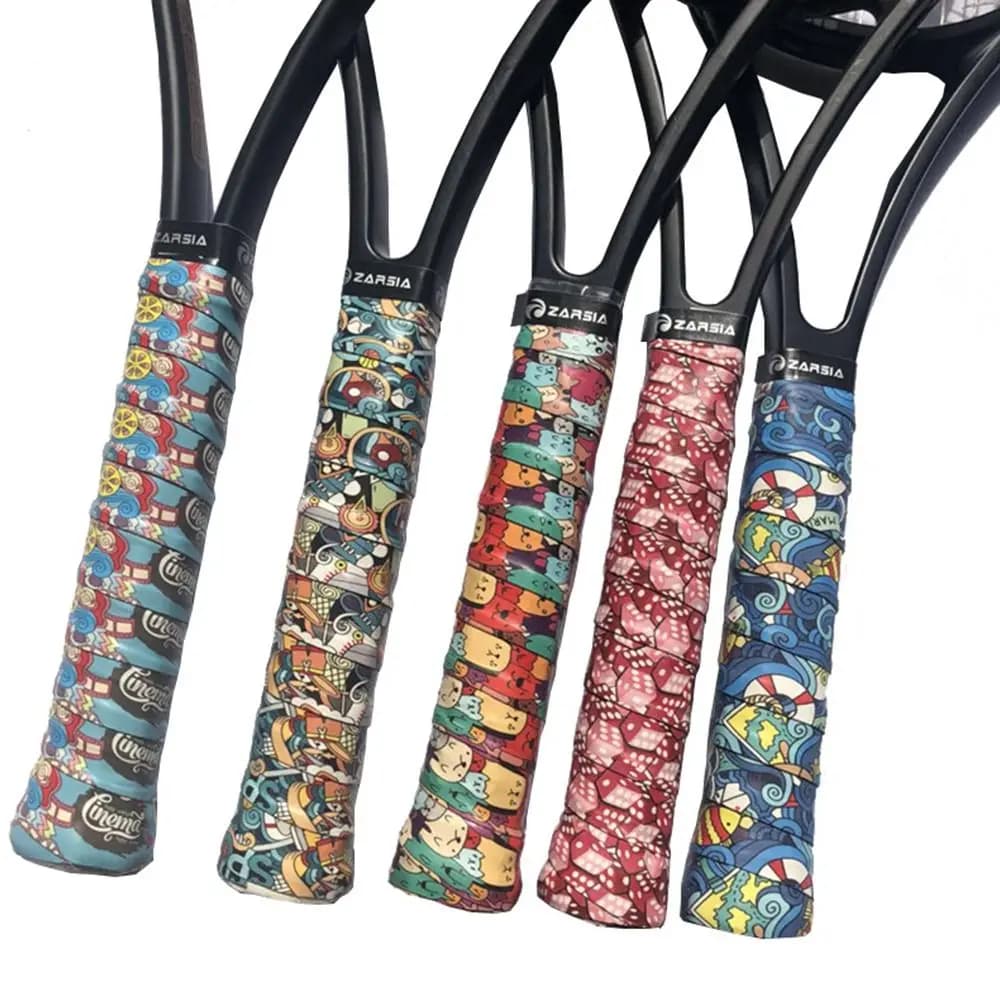 2 Pieces Anti-slip Multi-color Sticker for Fishing Rod, Overgrip for Badminton Rack, Tennis Rack with Ice Print