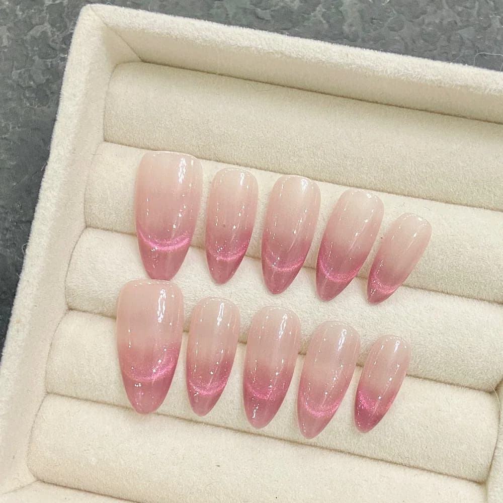Stampa di mandorle fatte a mano sulle unghie unghie finte Reusbale sfumate semplici punte per unghie acriliche artificiali Manicure artistica negozio di vita preferito