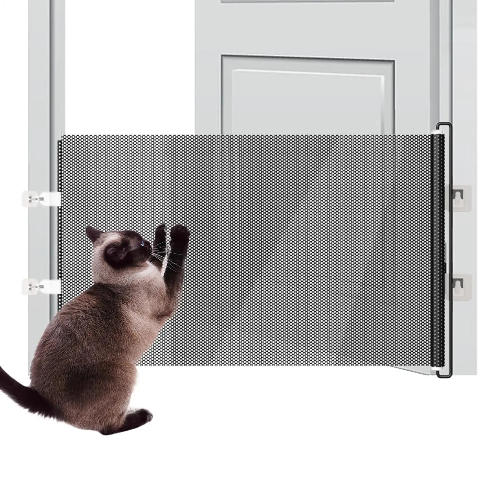 Recinzione barriera per cani con ganci Cancello per animali domestici Barriera telescopica per scale Ampia a prova di bambino Senza porta di perforazione Cancello di sicurezza per animali domestici