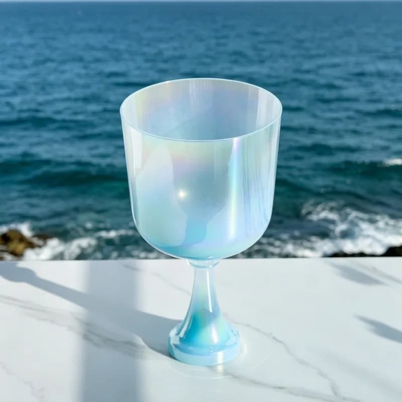 Handheld Crystal Singing Bowl Blue Transparent Sound Bowl Sound Healing Meditation Singing Bowls Yoga Bowls with Storage Bag