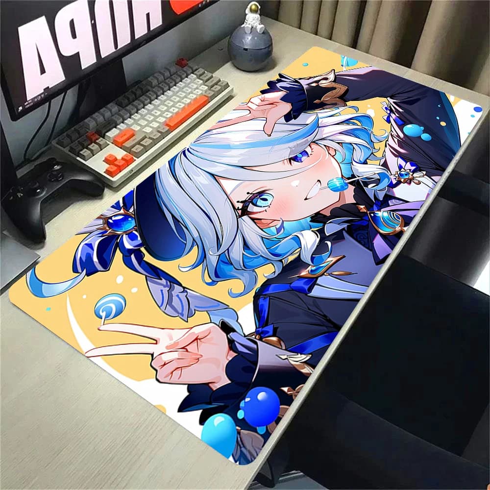 Furina Genshin Impact Anime Mousepad Accessori da gioco Tastiera del computer LockEdge Tappetini da scrivania ispessiti Tappetino per mouse Xxl imbottito