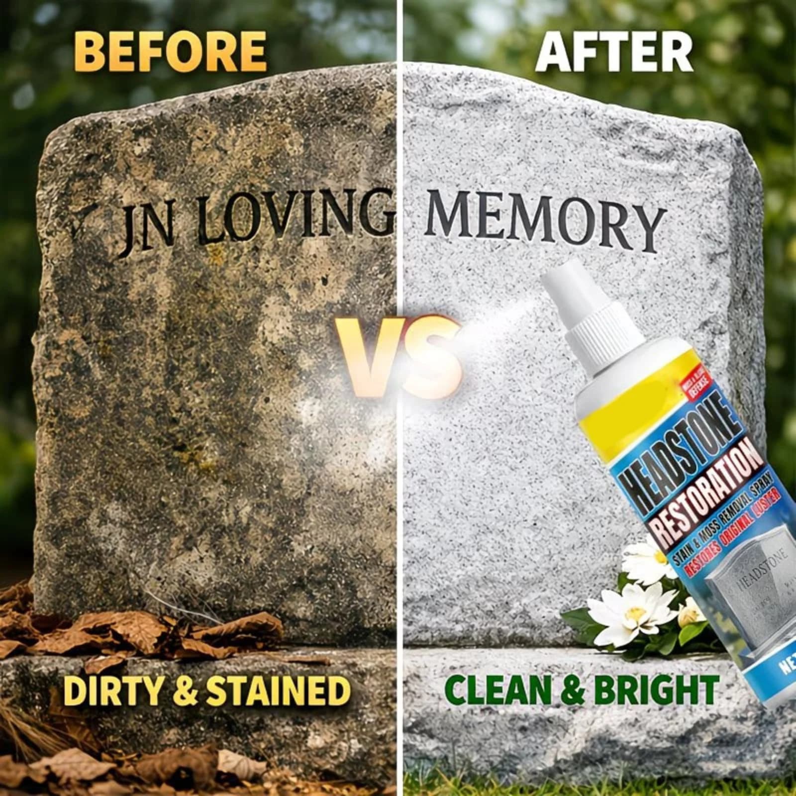 Spray per la Pulizia delle Lapidi e Set di Asciugamani, Spray per la Rimozione di Macchie e Muschio, Detergente per Piastrelle e Pavimenti, 100ml