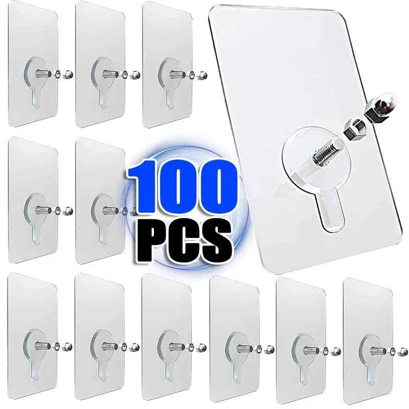 Viti autoadesive Ganci da parete per appendere Cornice per foto domestica Supporti per orologi Chiodi Adesivi trasparenti Toppe senza punzonatura Traceless