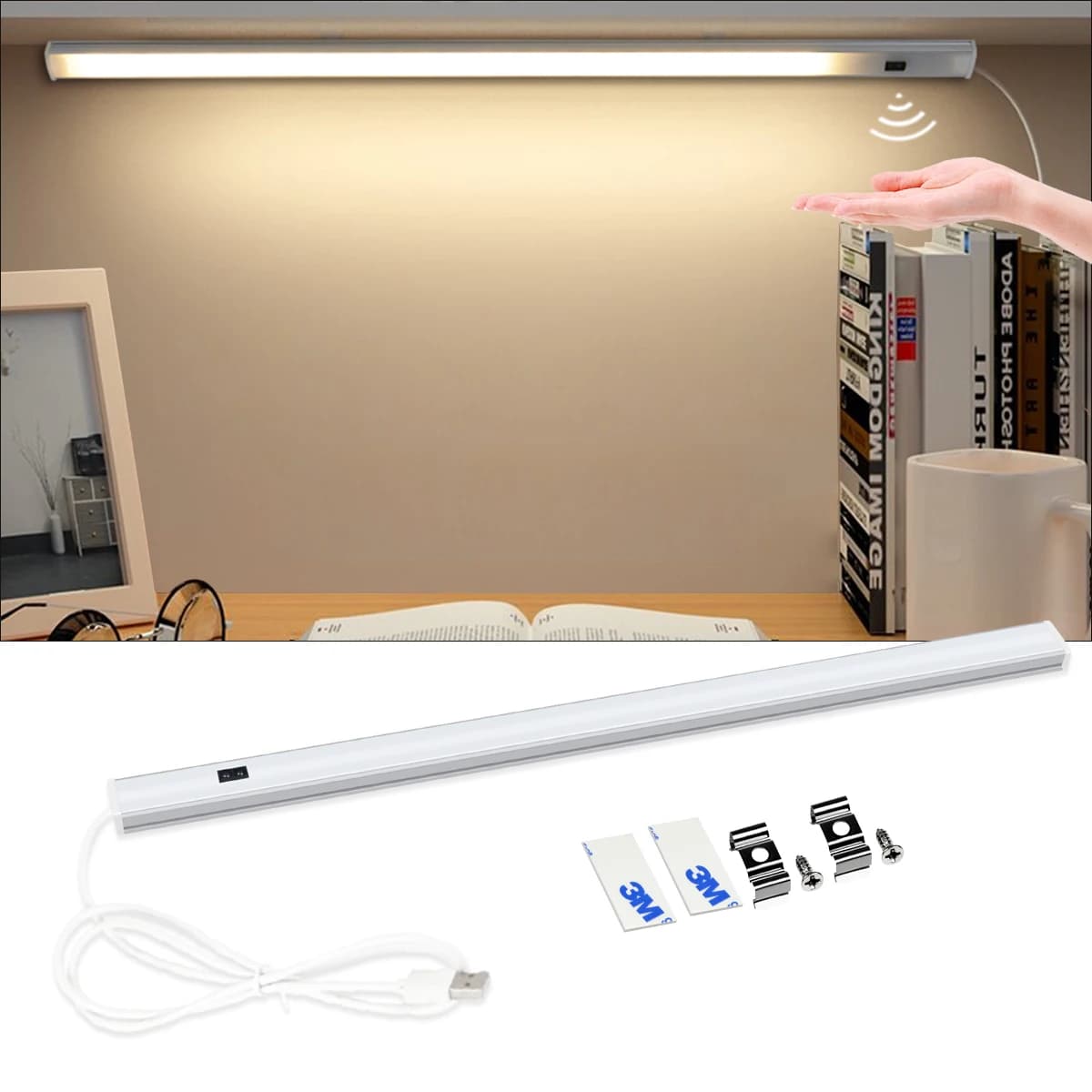 50CM 40CM LED Cabinet Bar Light 5V Lampada a tubo alimentata tramite USB con sensore di spazzamento manuale Interruttore Armadio Decorazioni per la casa per interni Illuminazione notturna