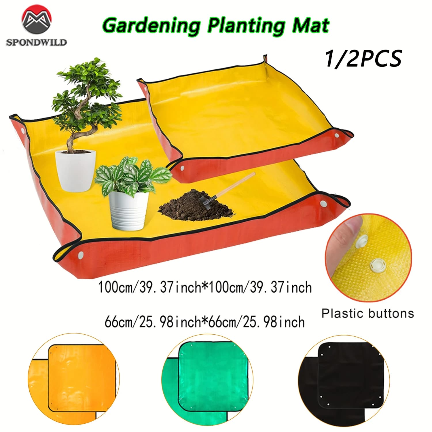 Set of 2 Planting Mats, Foldable, Reusable, Waterproof, For Planting and Flowers, Home Gardening Accessories