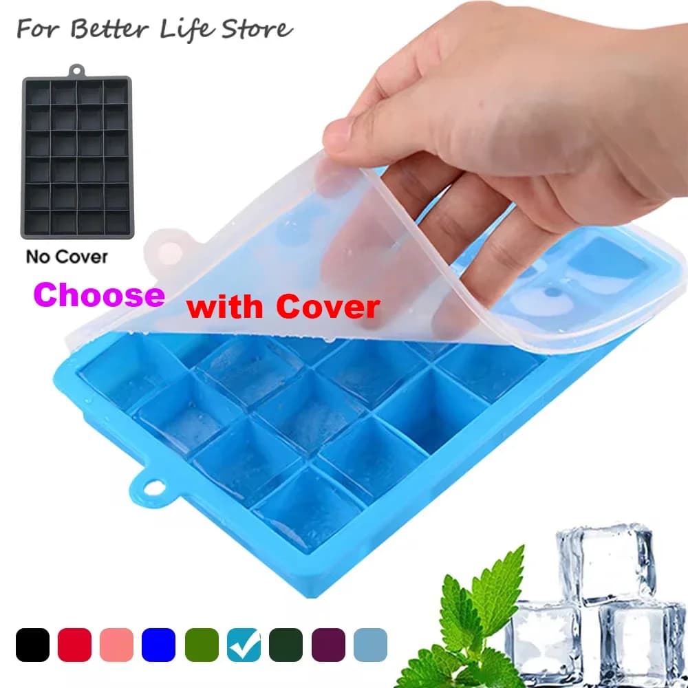 Con coperchio/senza coperchio Vassoio per ghiaccio in silicone a 24 fori Scatola quadrata Ausiliaria per alimenti Purea Formaggio Gelatina Stampo Bar Utensile da cucina Cubo da cocktail