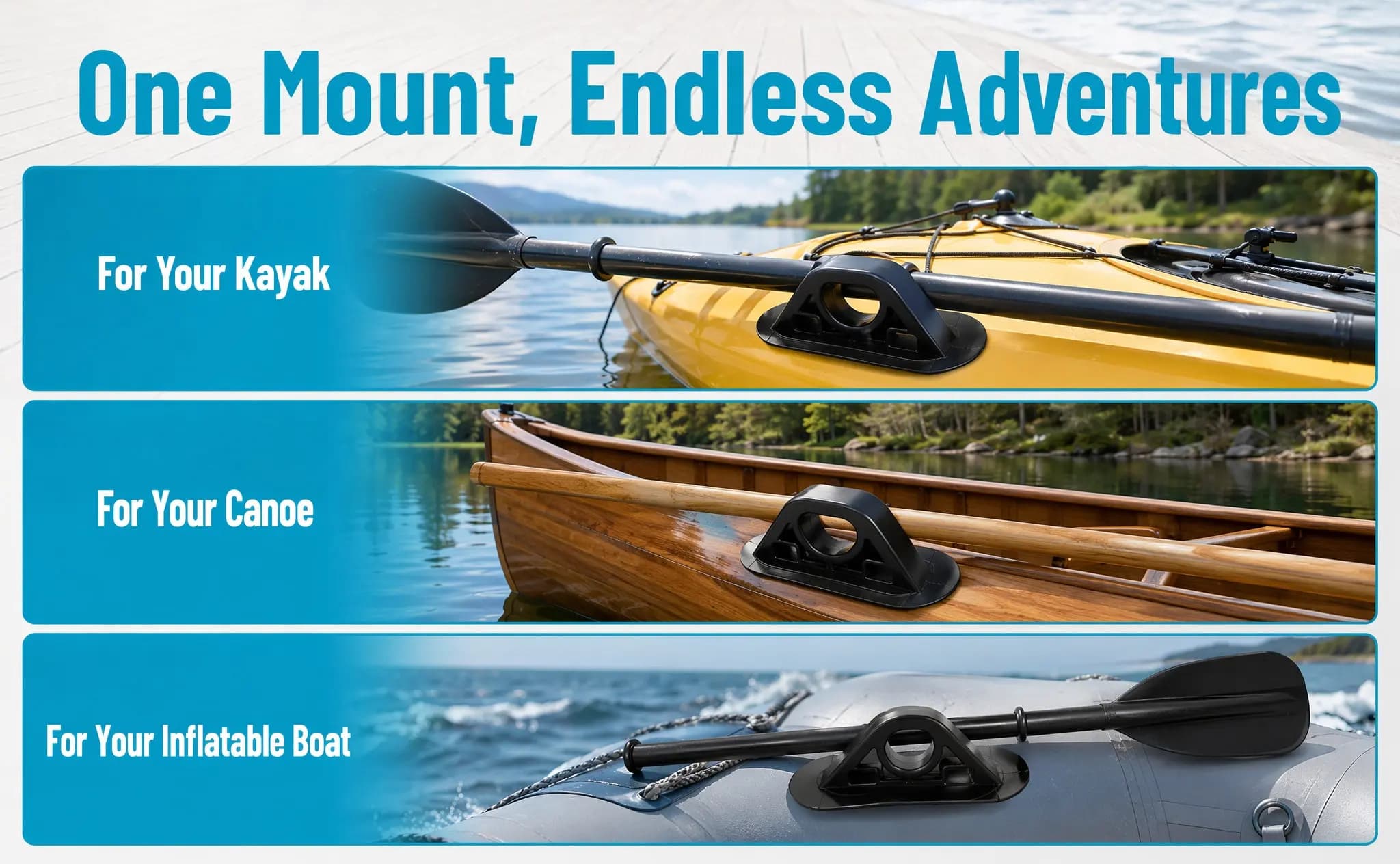 Boat Paddle Mount Oar Holder Universal Fit Kayak Paddle Clip Inflatable Boat Accessories Stable Support Marine Oar Keeper Canoe