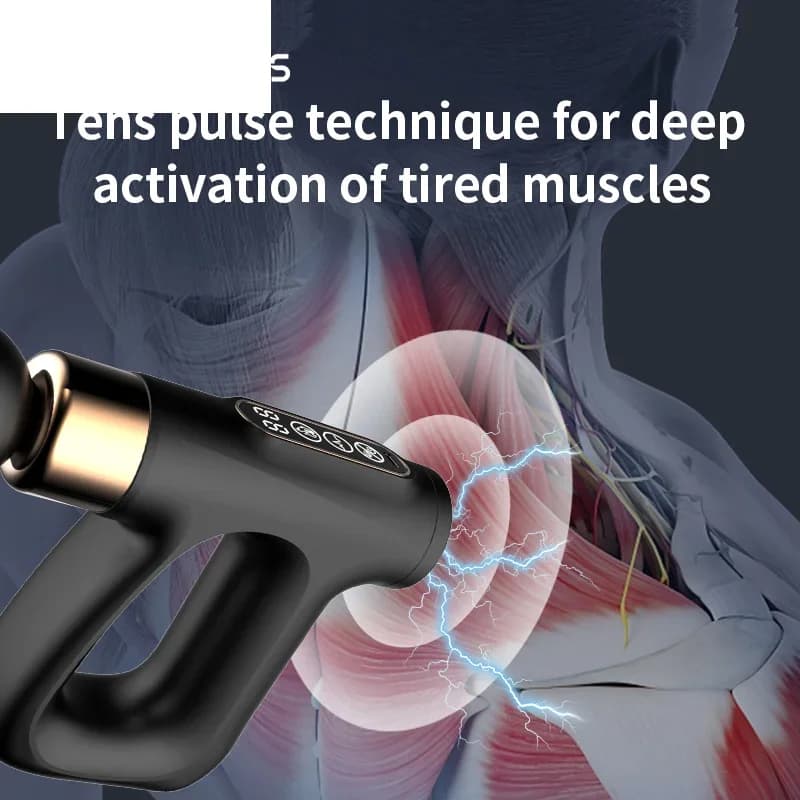 Pistola per Massaggio a Impulsi Elettrici con Compressione Calda, Massaggiatore per Muscoli Profondi, Rilassamento Corpo, Sollievo dal Dolore a Collo e Schiena