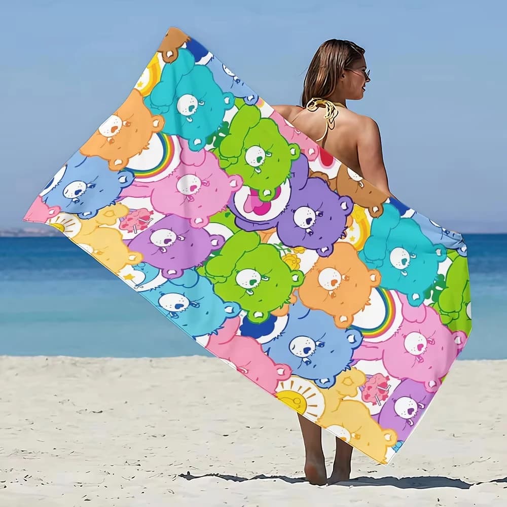 Asciugamano da spiaggia in microfibra con simpatici cartoni animati C-Care B-Bears Asciugamani da piscina morbidi e antisabbia ad asciugatura rapida, regalo per la doccia da viaggio