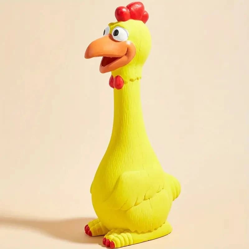 Grande giocattolo da masticare per cani con pollo urlante in lattice di cartone animato - Costruzione in gomma naturale resistente, cigolante per digrignamento dei denti