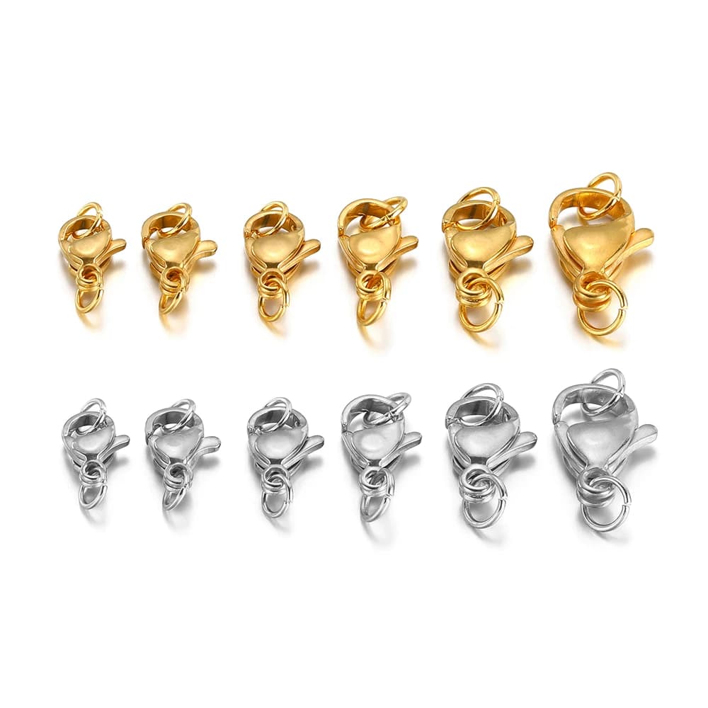 25Pcs Stainless Steel Lobster Clasps Jump Rings Hooks Connector Bracelet Necklace Chains DIY Jewelry Making Findings Supplies