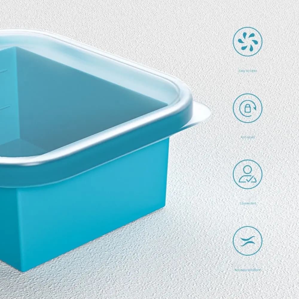 Contenitore per Alimenti in Silicone con Coperchio in Plastica, Grande Dimensione, Design Impilabile, Vassoio per Congelamento in Silicone